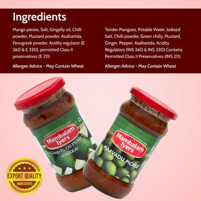 Mambalam Iyers Avakkai Pickle & Maavadu Pickle Combo - Distacart