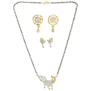 AanyaCentric Gold Plated Mangalsutra with Pendant, 2 Pair Earrings - Distacart