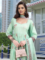 Thumbnail for Joban Fashion Green Position Digital Print With Position Foil Kurta Set
