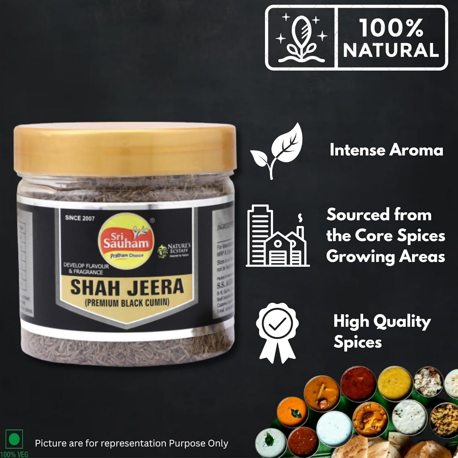 Sri Sauham Premium Spices - 100% Natural Shahi Jeera (Caraway Seeds) - Distacart