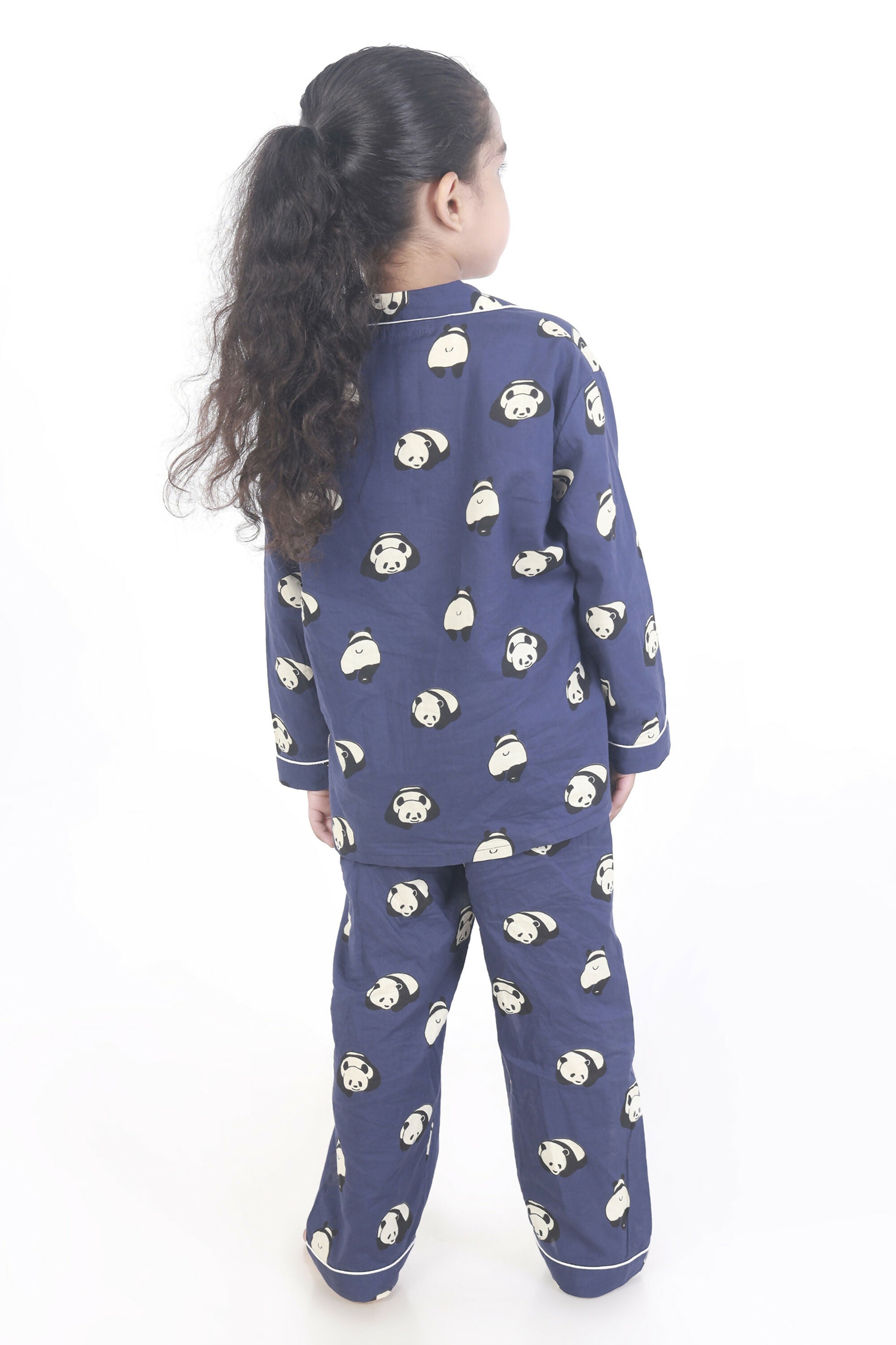 Breathables Kids Cotton Night Suit – Blue Panda Print Shirt & Pyjama Co-Ord Set For Boys & Girls - Dista