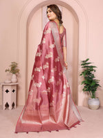 Thumbnail for Aastha Fashion Dusty Rose Soft Organza Silk Weaving Saree - Distacart