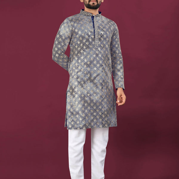Anaita Navy Chikankari Work Viscose Rayon Straight Kurta - Distacart