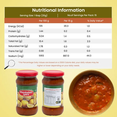 Mambalam Iyers Lemon Pickle - Distacart