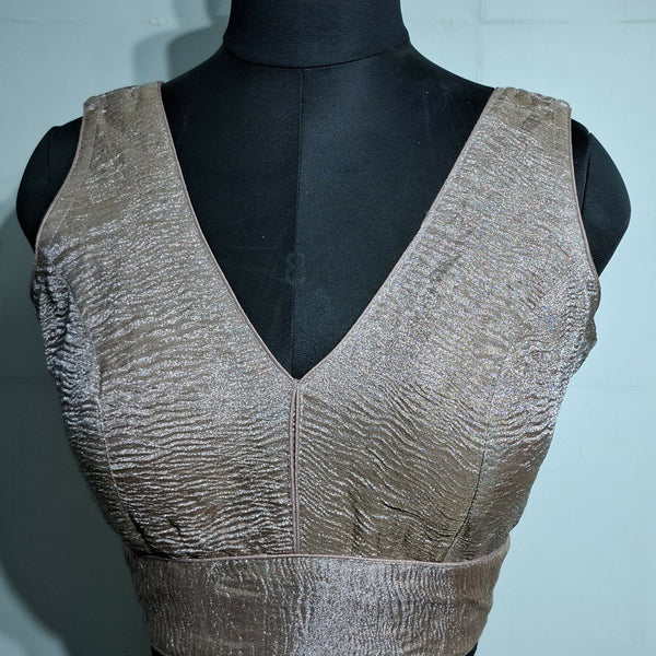 Kia Fashions Dusty Pink Crush Tissue Self Design Readymade Blouse - Distacart