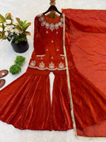 Thumbnail for Teeya Creation Womens New Fancy Embroidery Sequence Work With Zarkan Diamond Work Kurta Set - Dista
