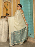 Thumbnail for Astita Green Linen Saree