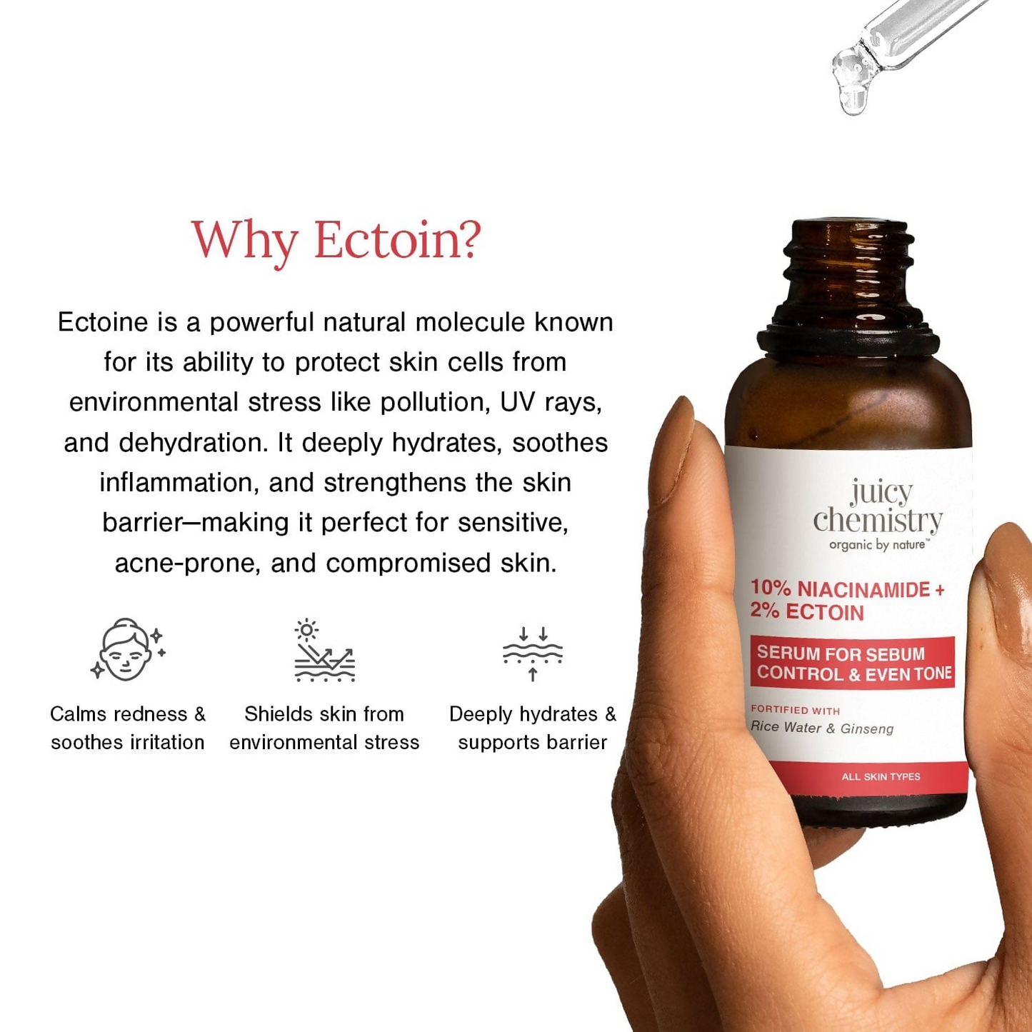 Juicy Chemistry 10% Niacinamide + 2% Ectoin Face Serum - Distacart