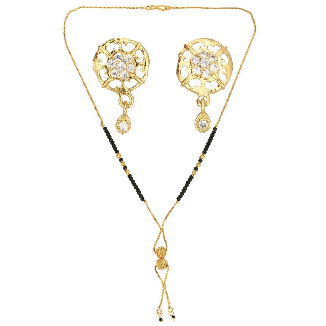 AanyaCentric Gold Plated Short Mangalsutra Set with Earrings - Distacart