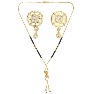 AanyaCentric Gold Plated Short Mangalsutra Set with Earrings - Distacart