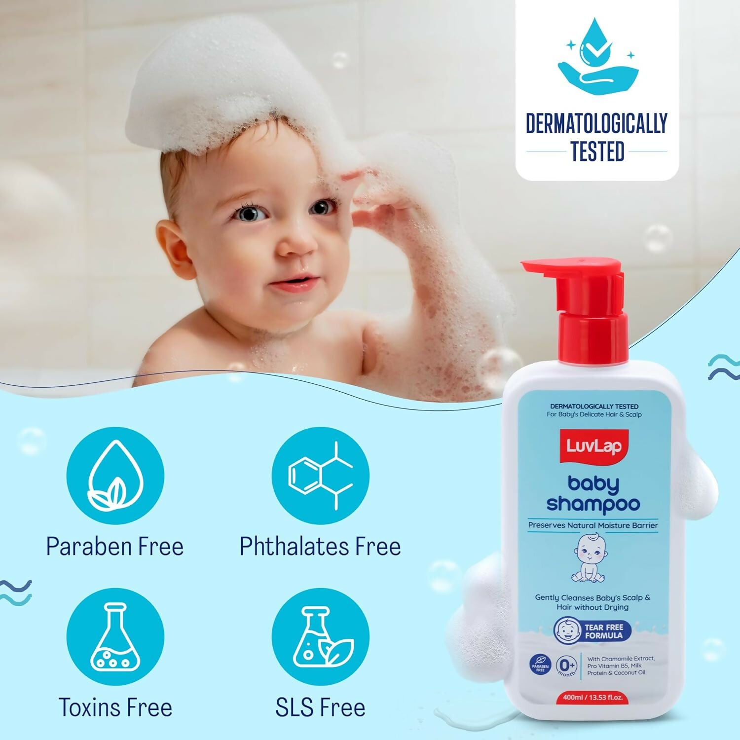 LuvLap Milky Soft Baby Shampoo with Milk Protein, Vitamin E & Coconut Oil, Shea Butter & Chamomile - Distacart