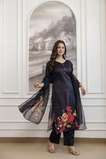 Thumbnail for The52 Women's Beautiful Soft Assam Fabric Printed Work A-line Kurta Pant and Dupatta Set - Distacart