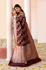 Thumbnail for Joban Fashion Coco Brown Banarasi Soft Pure Handloom Banarasi Silk Saree