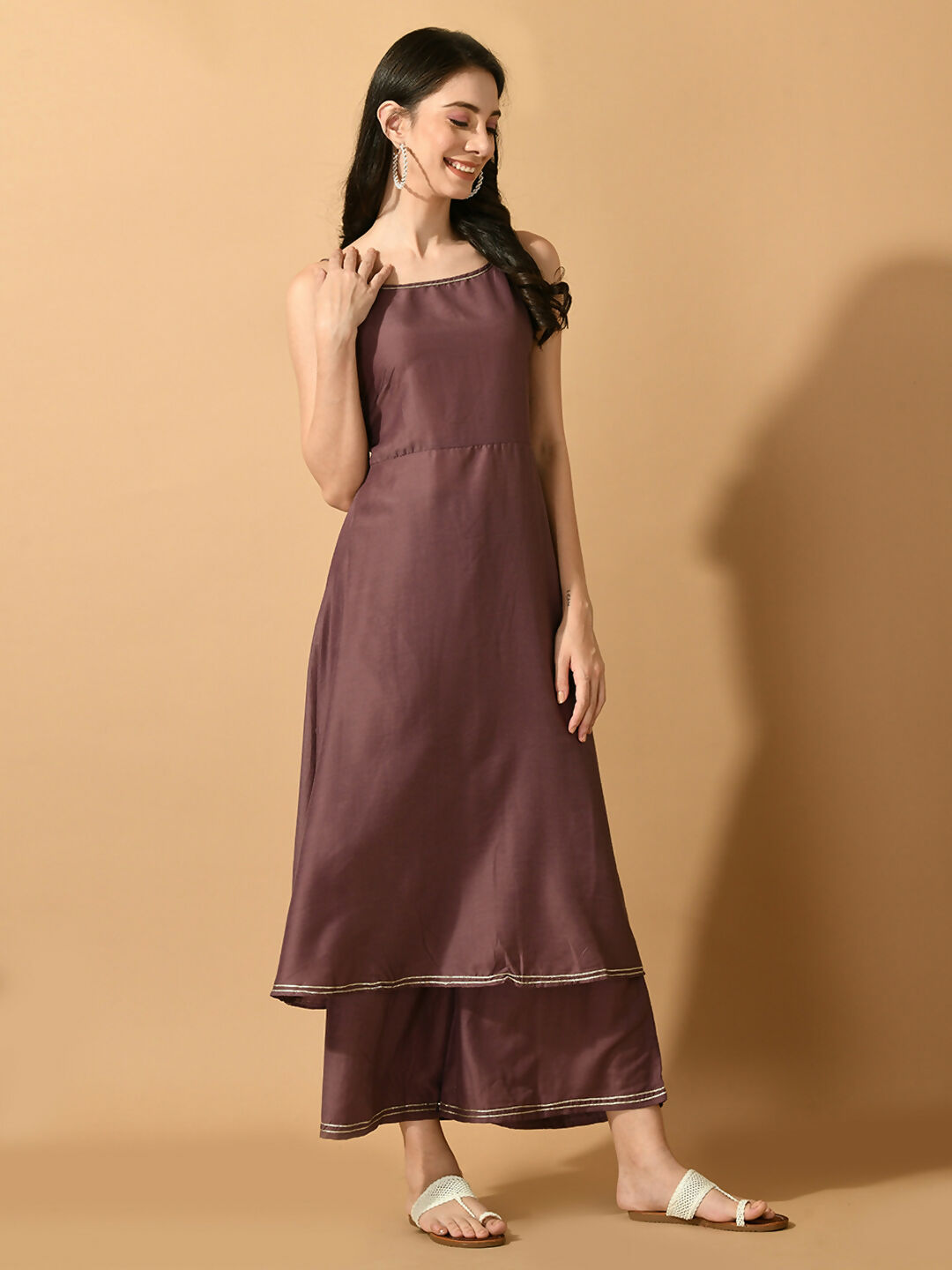 Myshka Women's Mauve Solid Party Kurta Sets - Distacart