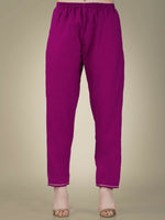 Thumbnail for Jyoti Fashion Women's Purple Cotton Magic Slub Embroidery & Sequence work Kurta with Trouser & Dupatta - Distacart