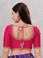 Thumbnail for Joban Fashion Women Silk Dark-Pink Stitched Blouse - Distacart