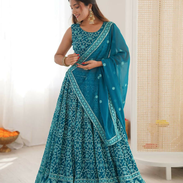 Lehenga Mart Designer Indian Wedding Lehenga Choli-Blue - Distacart