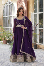 Thumbnail for Joban Fashion Purple Georgette Sequence Embroidery Work Kurta Set