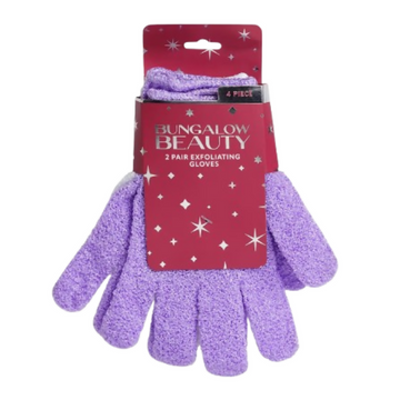 BUNGALOW BEAUTY Exfoliating Bath Gloves - White And Purple - Dista