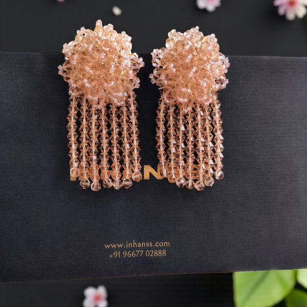 Inhanns Handmade Crystal Water Fall Earrings - Short - Peach Small - Distacart