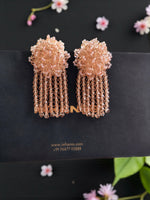 Thumbnail for Inhanns Handmade Crystal Water Fall Earrings - Short - Peach Small - Distacart