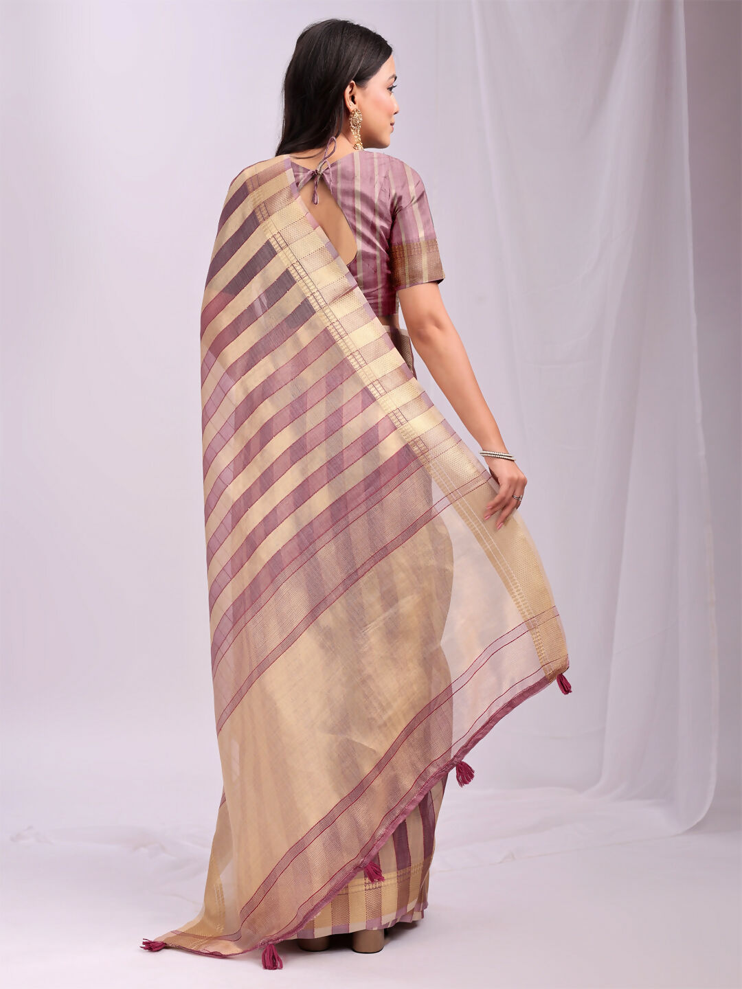 Shree Shyam Fashion Organza Purple Saree - Distacart