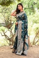 Thumbnail for Joban Fashion Green Banarasi Soft Pure Handloom Banarasi Silk Saree