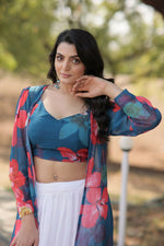Thumbnail for Vastranavya Latest Fancy Party Wear Lehenga Choli With Shrug - Blue - Distacart