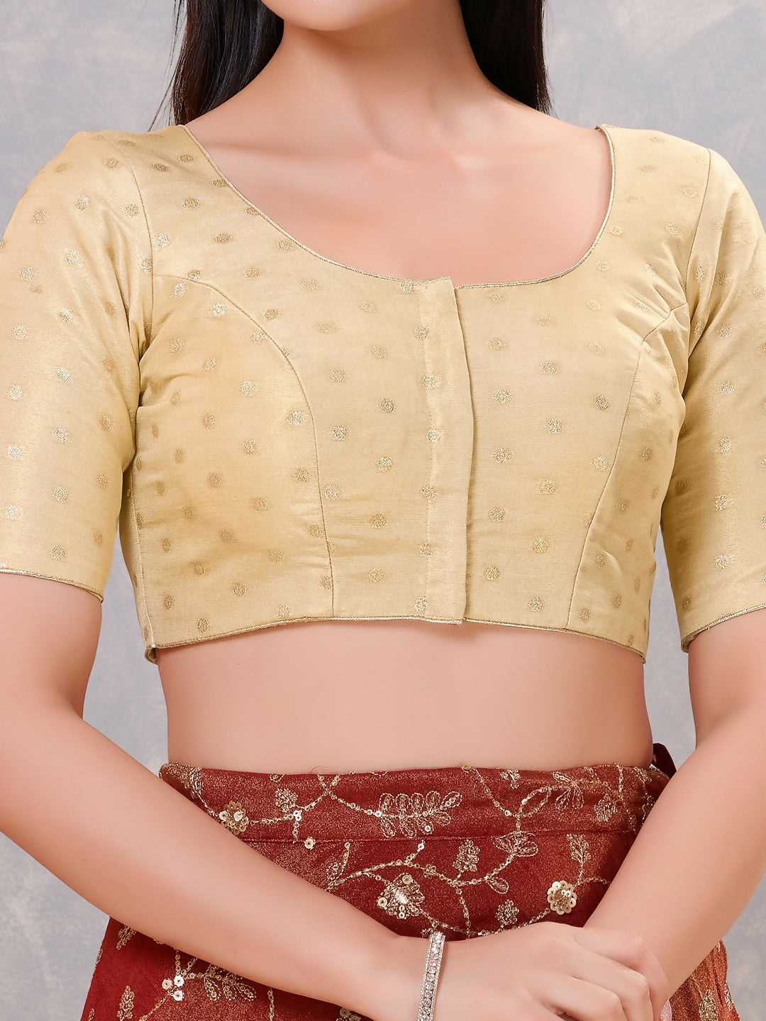 Joban Fashion Women Silk Light-Gold Stitched Blouse - Distacart