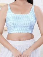 Thumbnail for Joban Fashion Light-Blue Shift Sleeveless Back Open Blouse