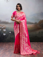 Thumbnail for Shree Shyam Fashion Pink Silk Blend Saree - Distacart