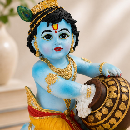 Bal Krishna Idol with Butter Pot - Blue - Dista