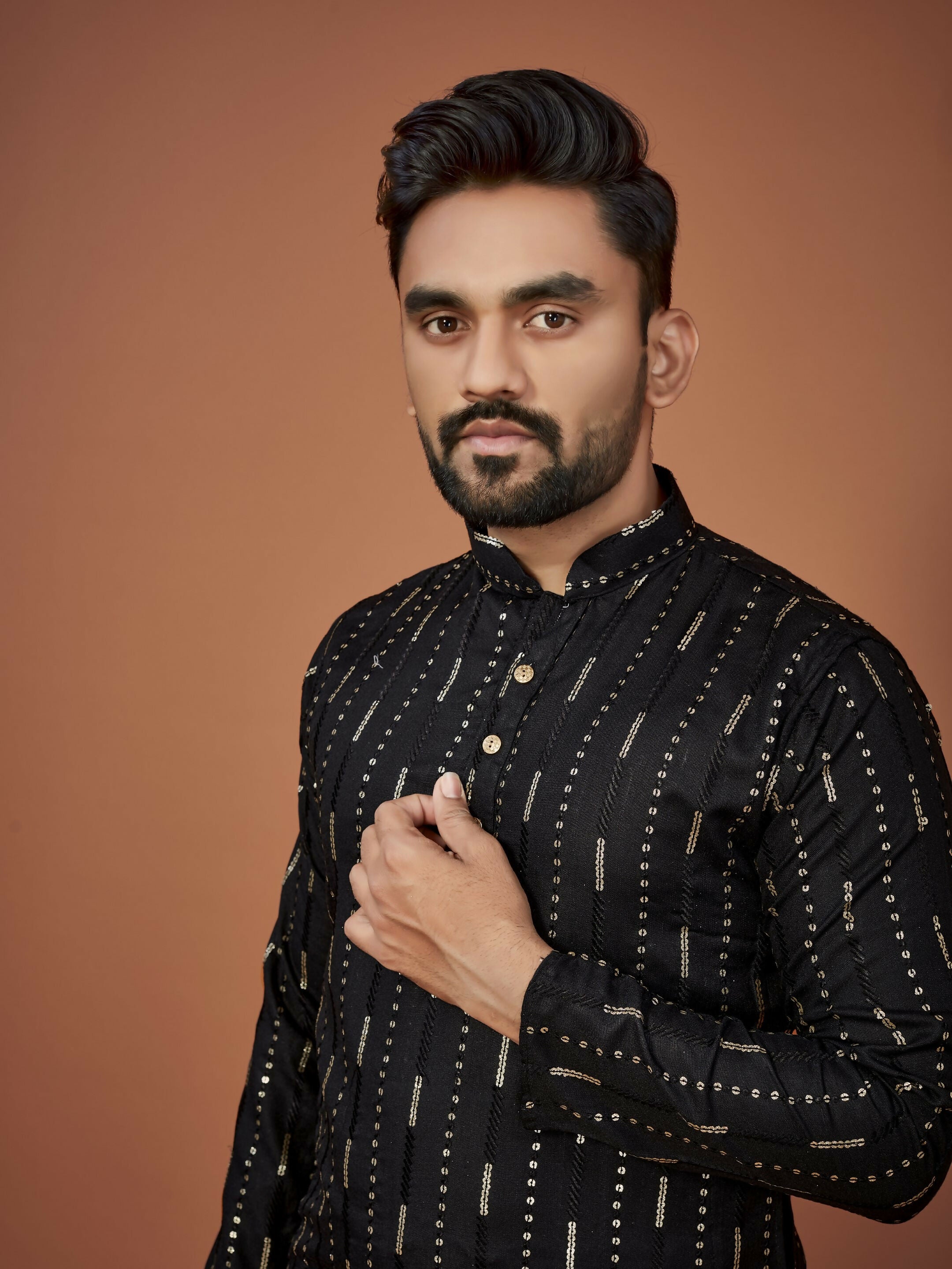Anaita Black Embroidered Cotton Straight Kurta - Distacart