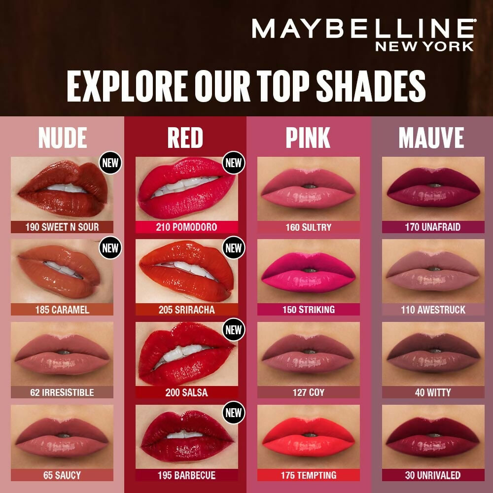 Maybelline New York Super Stay Vinyl Ink Liquid Lipstick, Instant Shine Lasts Up To 16H - Sweet N Sour Sauce - Distacart