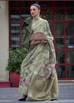 Thumbnail for Lovely Pista Green Polly Brasso Designer Saree - Emponline - Distacart