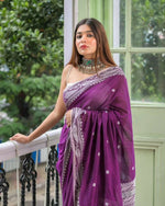 Thumbnail for Exclusive Collection Purple Most Trending Beautiful Pure Cotton Handloom Saree