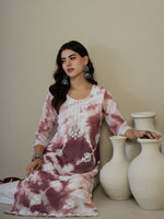 Thumbnail for Anouk White & Purple Floral Embroidered Round Neck Straight Kurta - Distacart