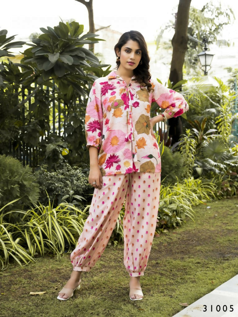 Casual Fashionable Multi Muslin Cotton co-ord set - Manya - Distacart