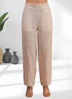 Thumbnail for Joban Fashion Beige Linen Embroidered Readymade Long Kurta With Pant - Distacart