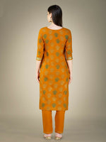 Thumbnail for Jyoti Fashion Women's Yellow Cotton Magic Slub Embroidery & Sequence work Kurta with Trouser & Dupatta - Distacart