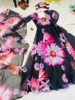 Thumbnail for Preksha Creation Presenting By New Party Wear Look Organza Tabby Silk Gown With Dupatta - Black - Distacart