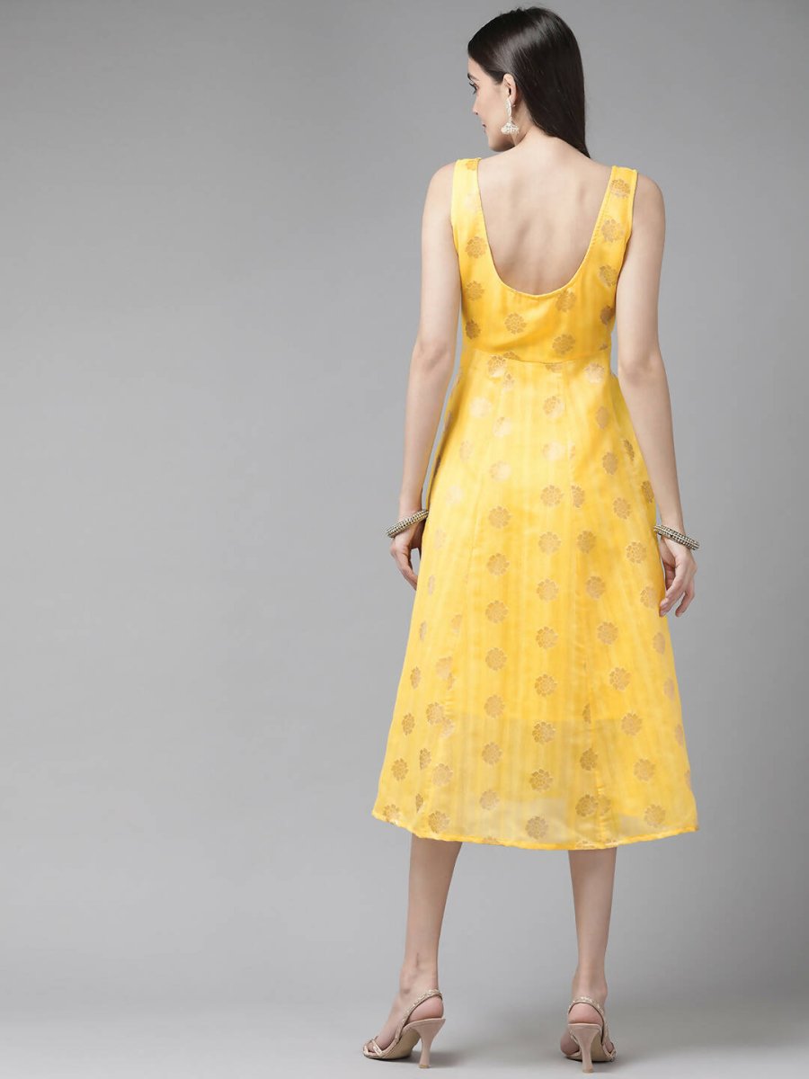 Ahalyaa Women's Traditional wear Dress - Yellow - Distacart