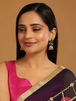 Thumbnail for Nuyug 22K Gold Plated Emerald Stone Studded Ethnic Jhumkas