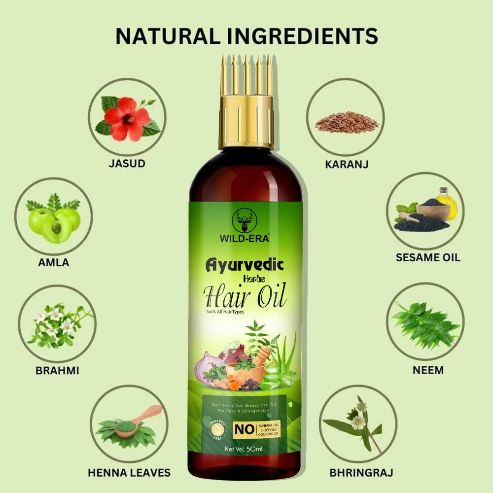 Wildera Bringha Ayurvedic Hair Oil, Hair Fall Control and Hair Growth with Bringharaj Oil - Distacart