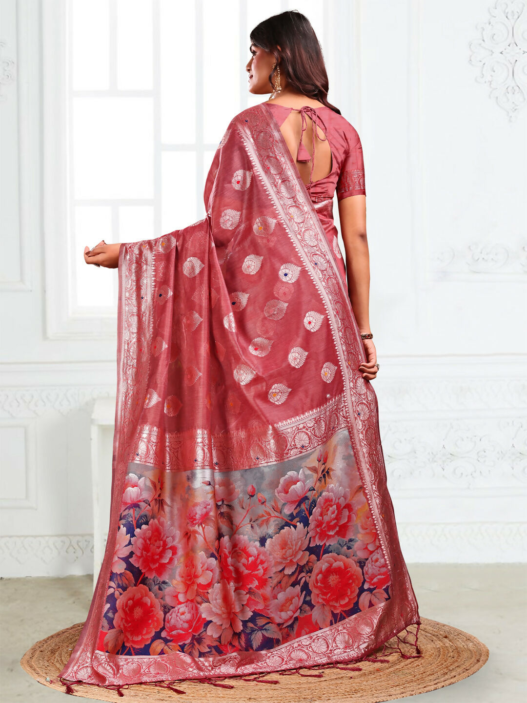 Astita Linen Cotton Rust Saree