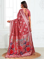 Thumbnail for Astita Linen Cotton Rust Saree