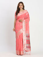 Thumbnail for Astita Linen Cotton Peach Saree