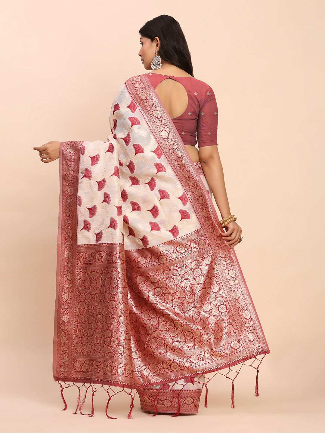 Astita Linen Cotton Maroon Saree