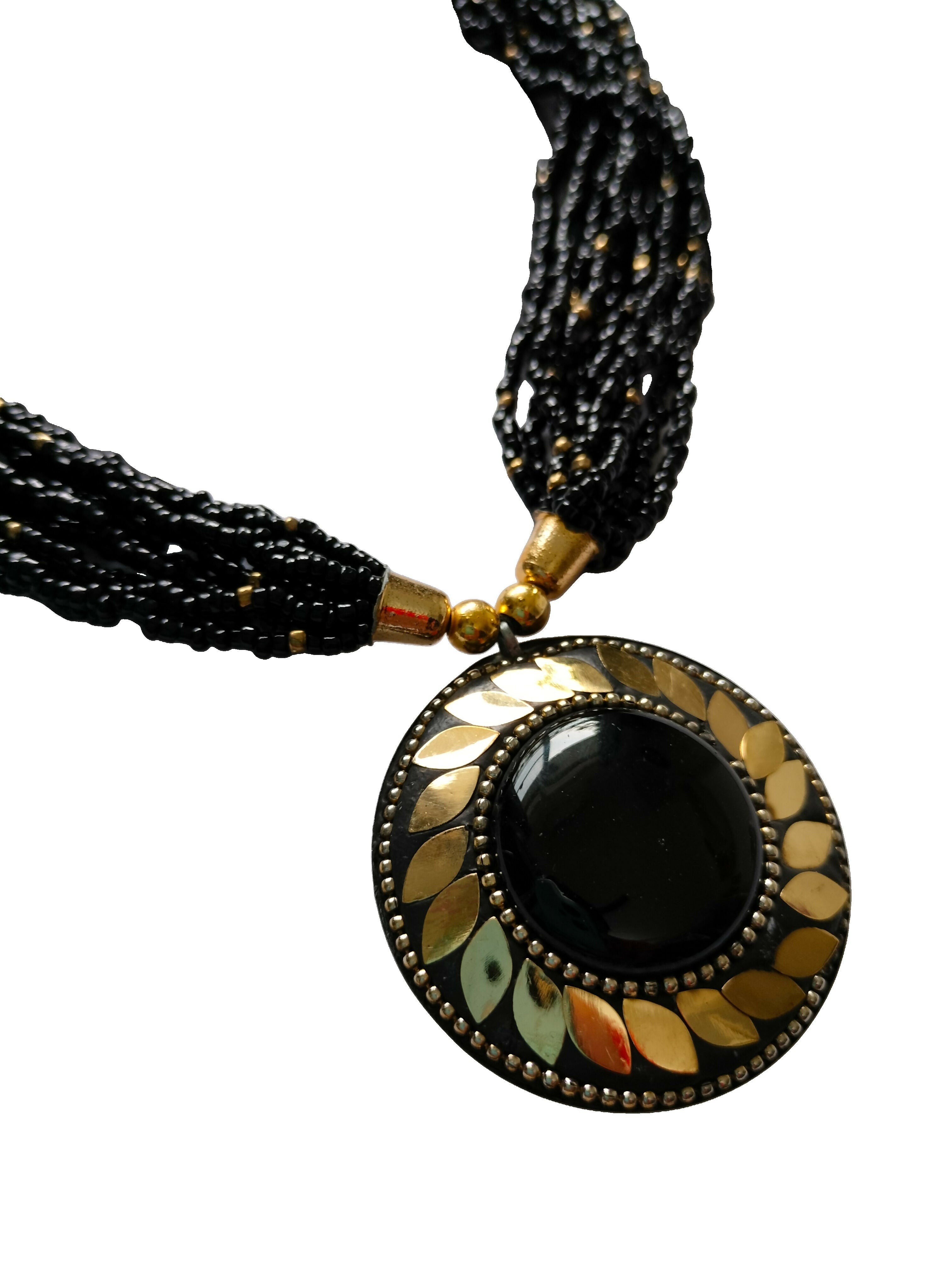 Inhanns Everyday Statement Beaded Pendant Necklace - Black - Distacart