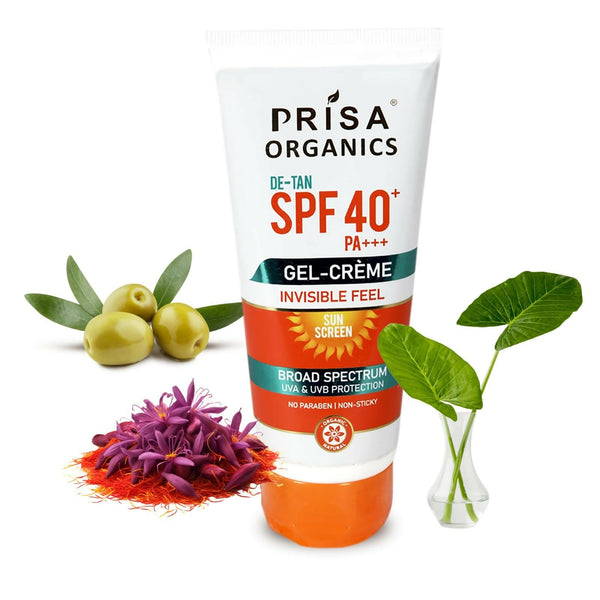 Prisa Organics De-Tan Sun Screen SPF 40 PA+++ Invisible Feel Gel Cream - Distacart